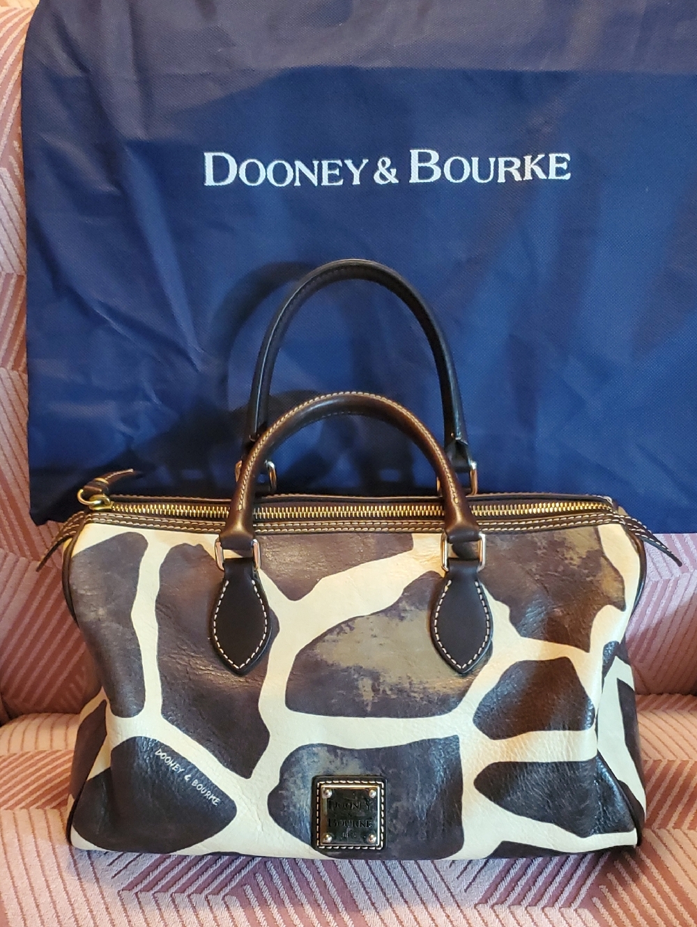 Dooney & Bourke Giraffe-Print Satchel in Brown and Cream